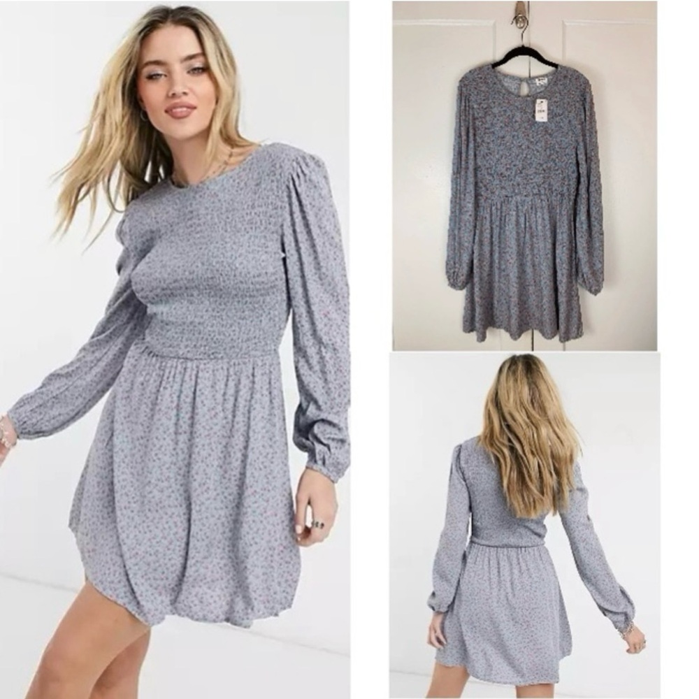 Cotton On Floral Blue and Pink Ditzy Floral Baby Doll Dress Size Large NWT